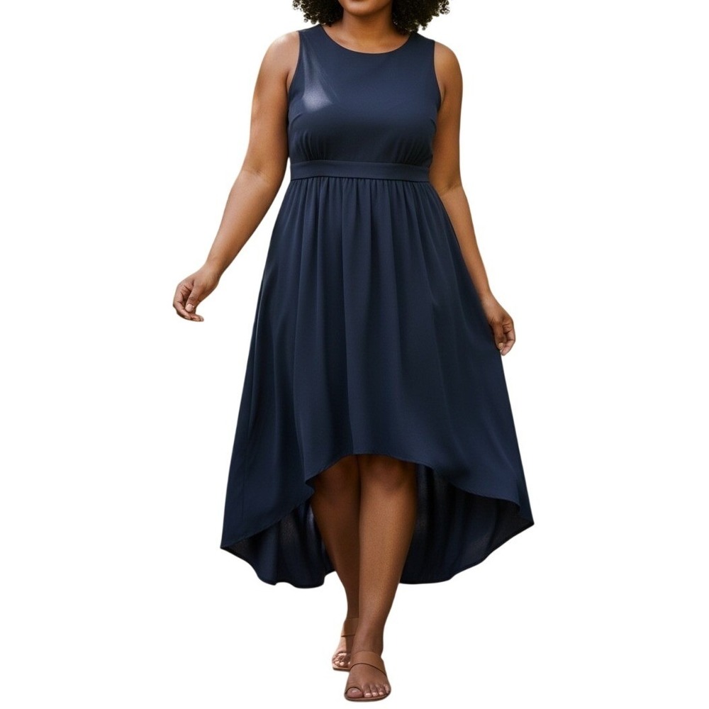 Jemma High Low Dress Womens 3X Navy Blue Sleeveless Cocktail Evening Formal NWT‎